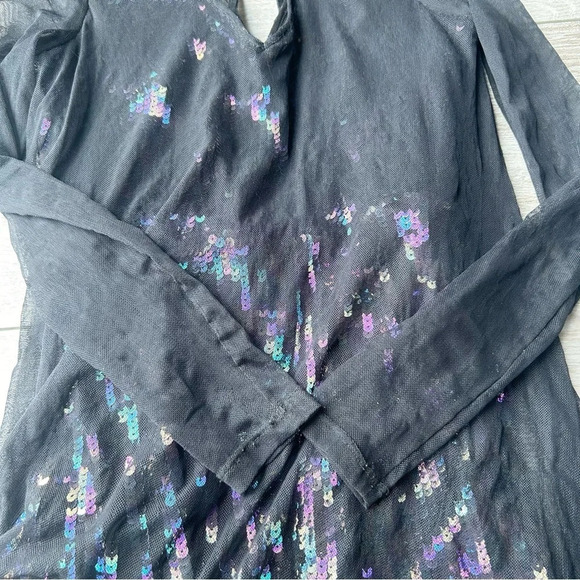BeBe Lace Sequin  Long Sleeve Romper - Picture 3 of 14